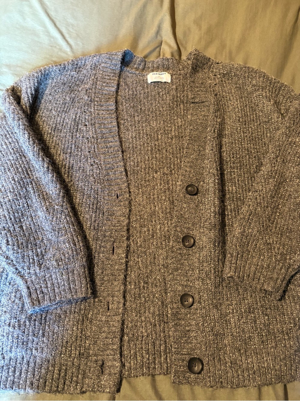 Old Navy Heather Gray Fuzzy Knit Cardigan